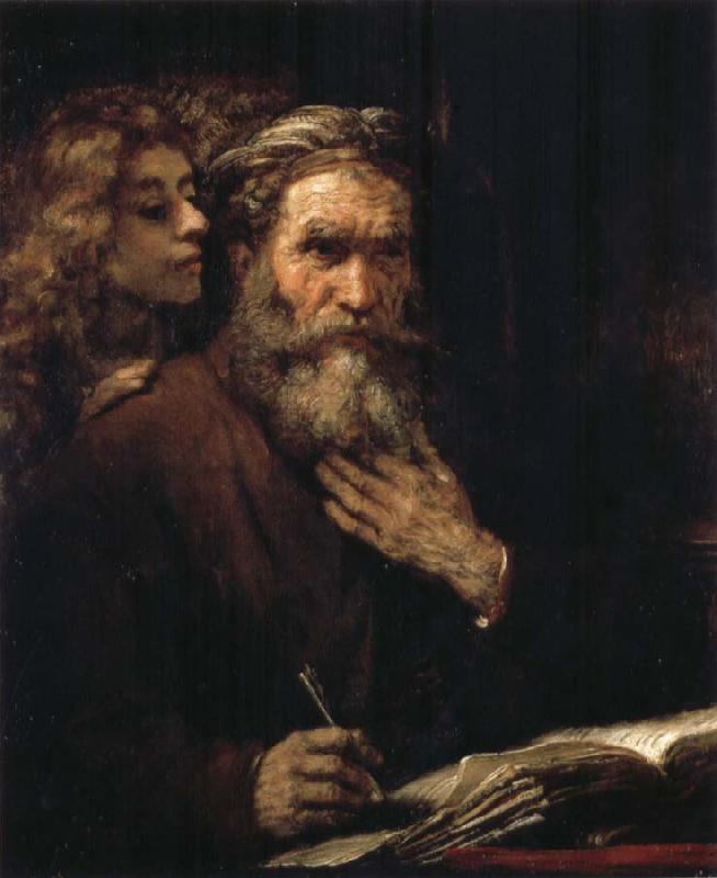 REMBRANDT Harmenszoon van Rijn The Evangelist Matthew Inspired by the Angel oil painting image